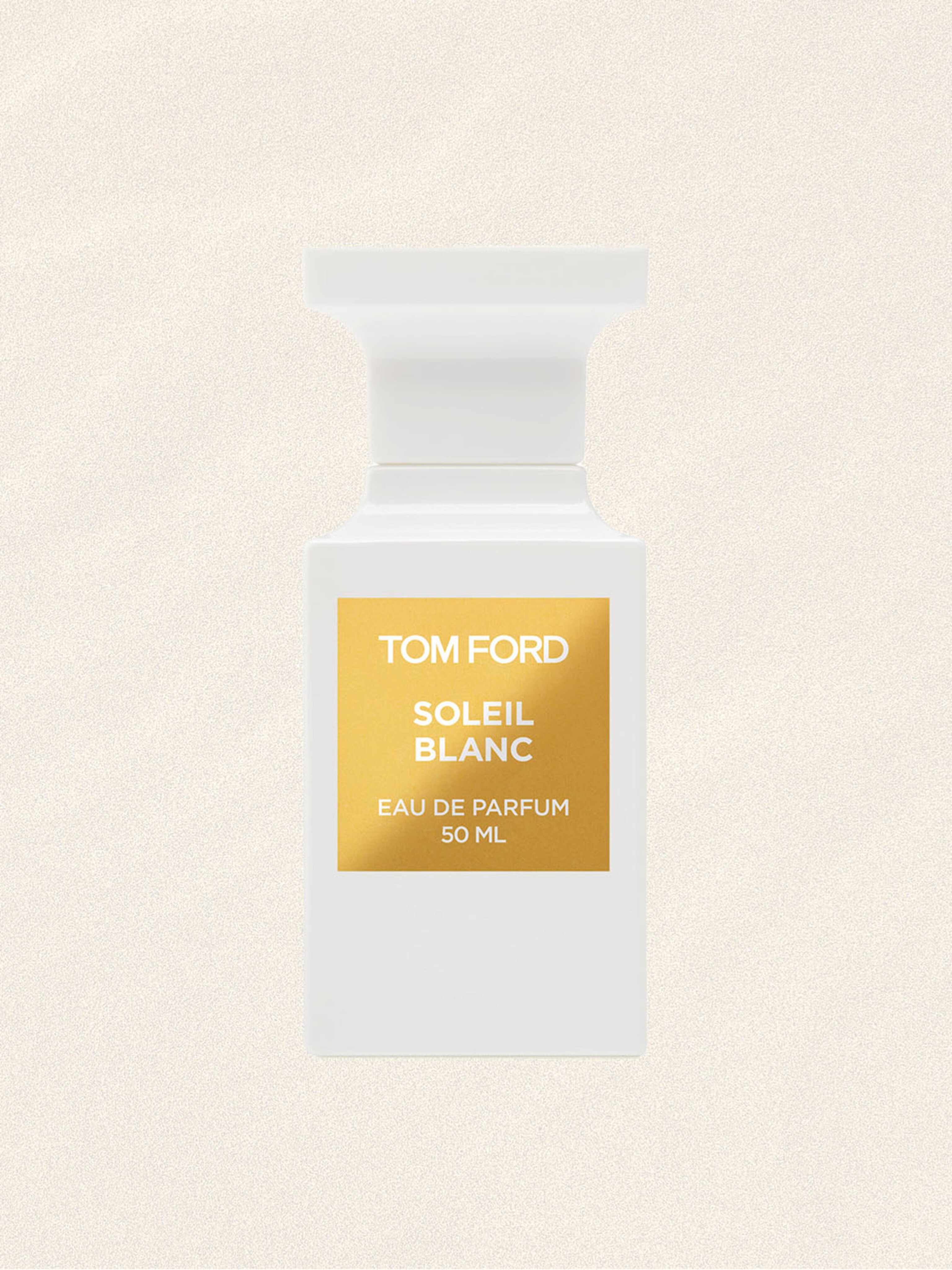 TOM FORD Soleil Blanc fragrance in white bottle with gold label